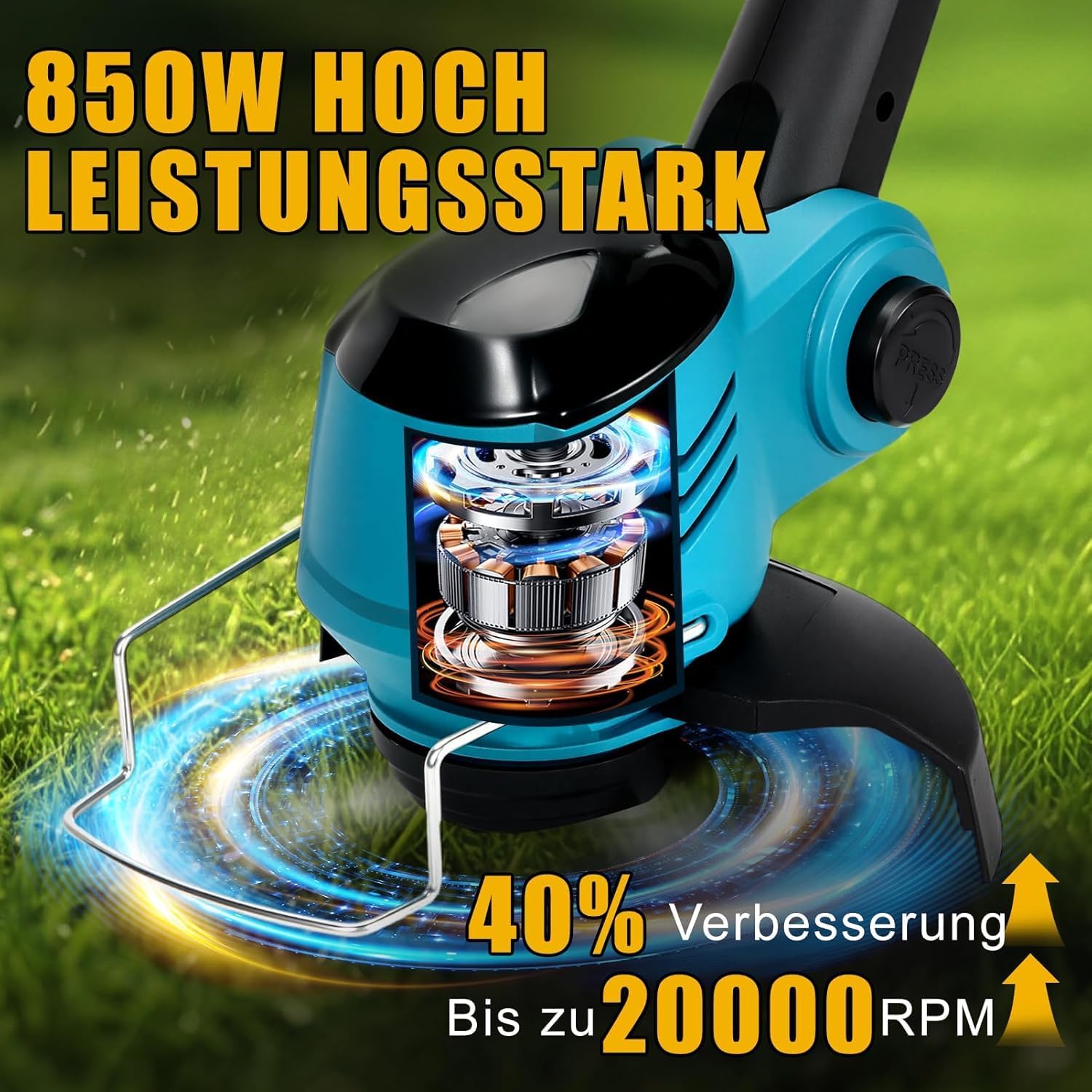 Thumbnail 4 de Xbzzgmg Rasentrimmer mit Akku – 2 Akkus, 2 Messertypen, verstellbarer Freischneider
