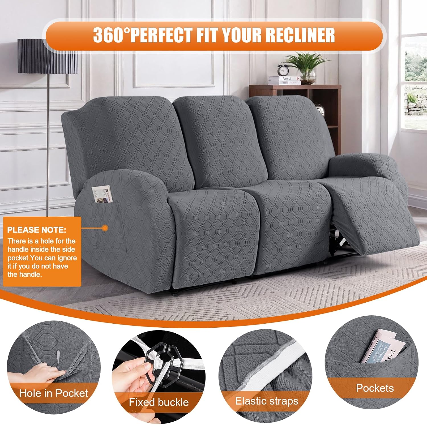 Thumbnail 4 de VANSOFY Recliner Cover 72-91 in 🛋