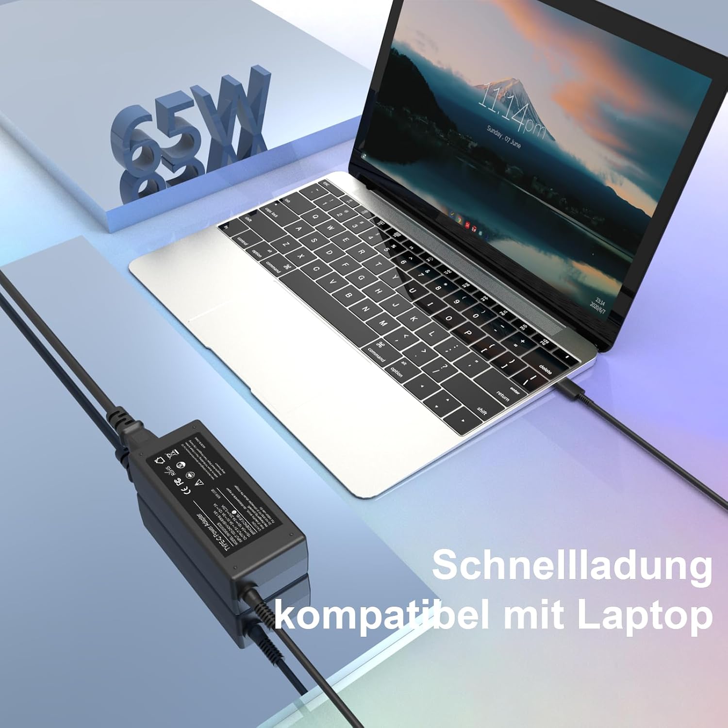Detalle 2 de 65W USB-C Laptop-Ladegerät Kabel für Lenovo ThinkPad, HP, Dell, Asus, Acer, Samsung und mehr