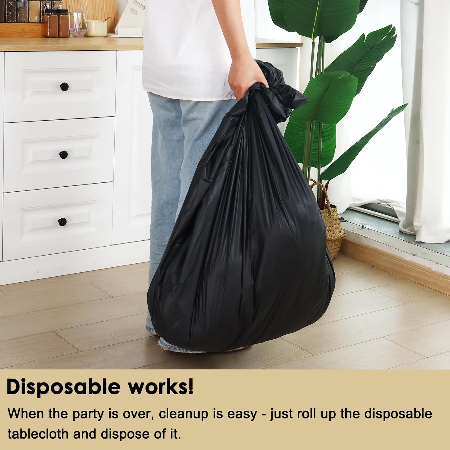 Thumbnail 4 de Fixwal Disposable Plastic Table Cloths (9-Pack), 54 x 108 Inch Black Cover for Parties & Holidays
