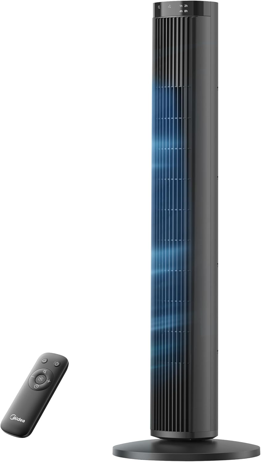 Detalle de Midea Turmventilator FZ10-26MR(BL): leise, stark und zeitgesteuert für Schlaf- und Arbeitsräume