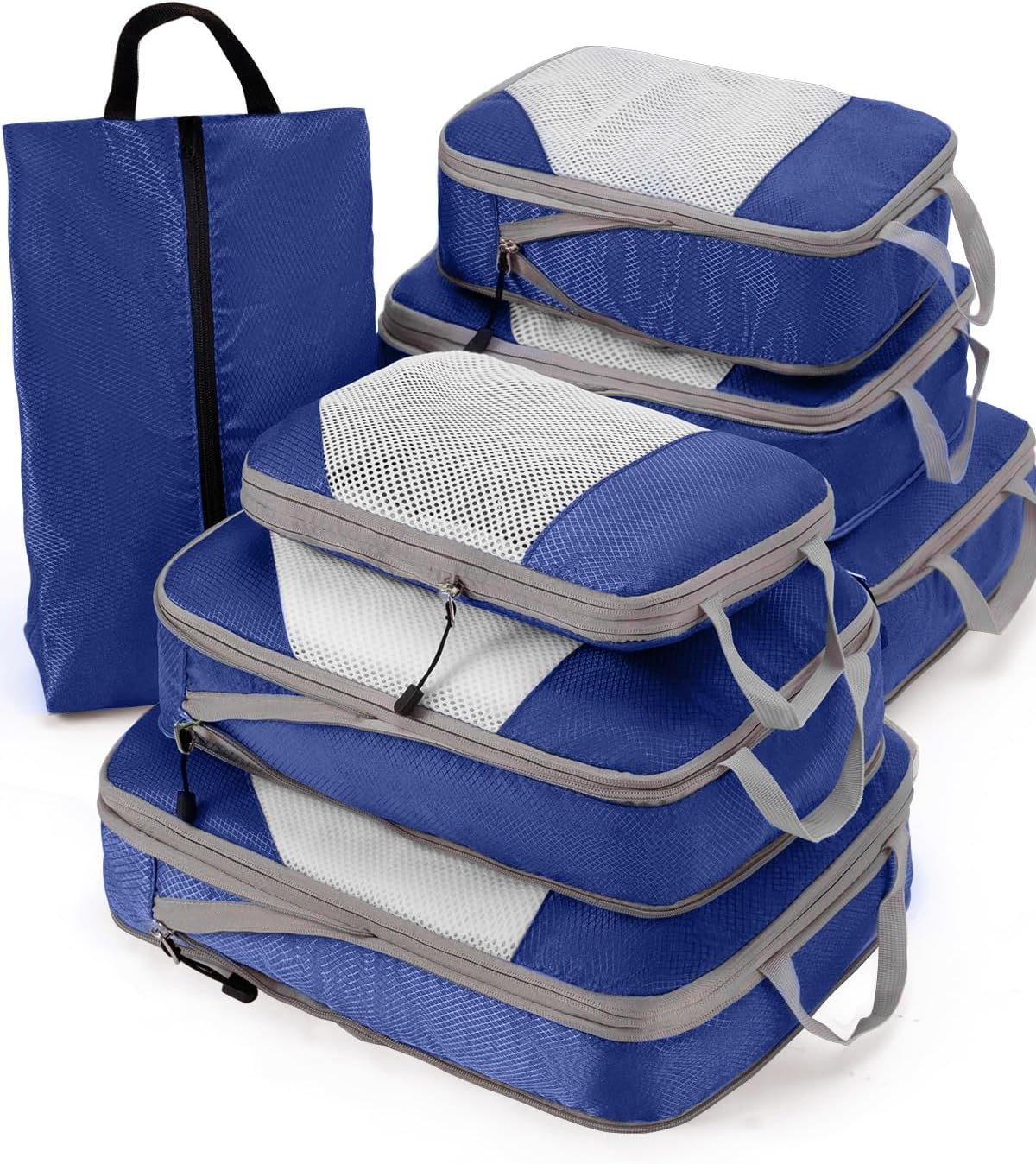 Detalle de Meowoo Compression Packing Cubes 7 Set – Ultra‑Light, Multi‑Size Mesh Organisers for Travel