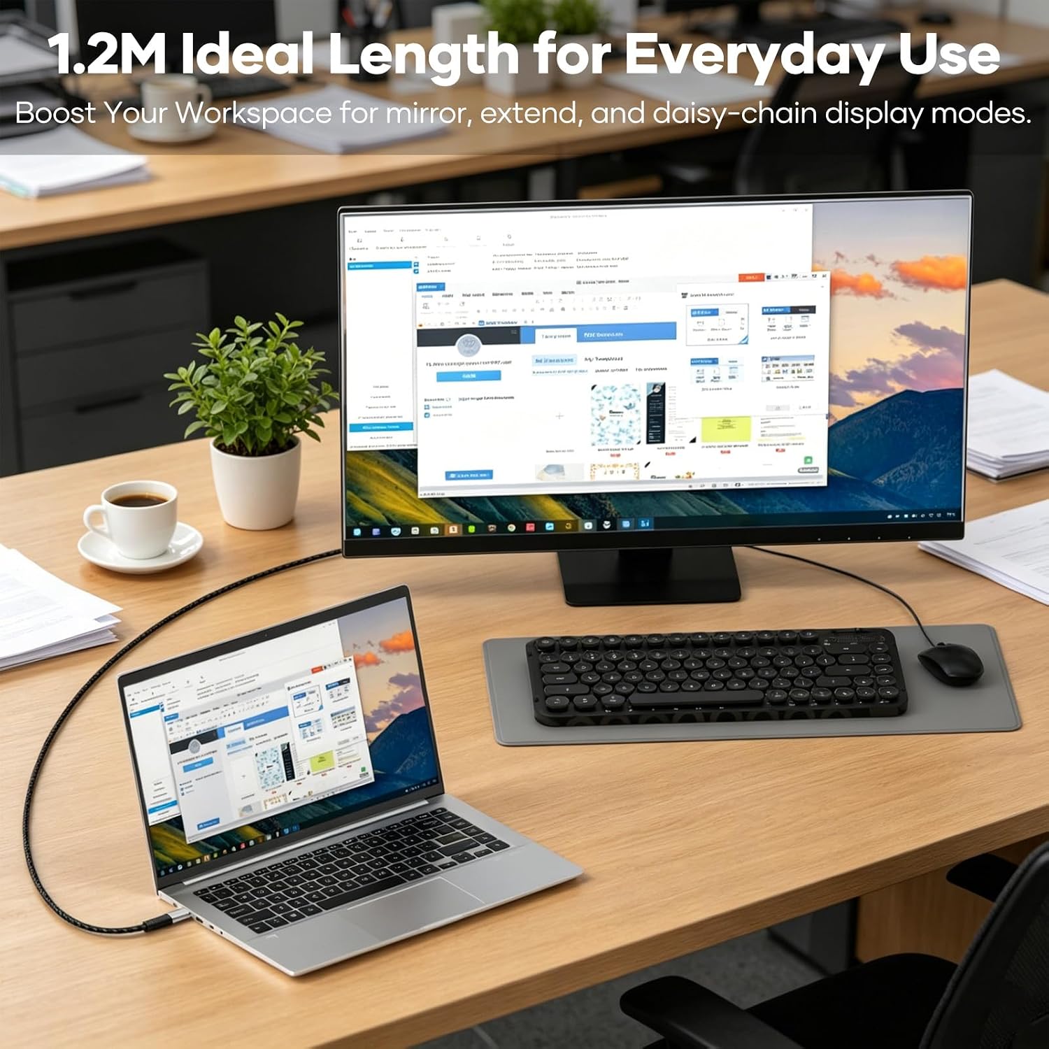 Thumbnail 6 de bakibo Thunderbolt 4 Kabel 1,2 m – USB-C Kabel 240 W, 40 Gbps, 8K/4K Display, PD 3.1