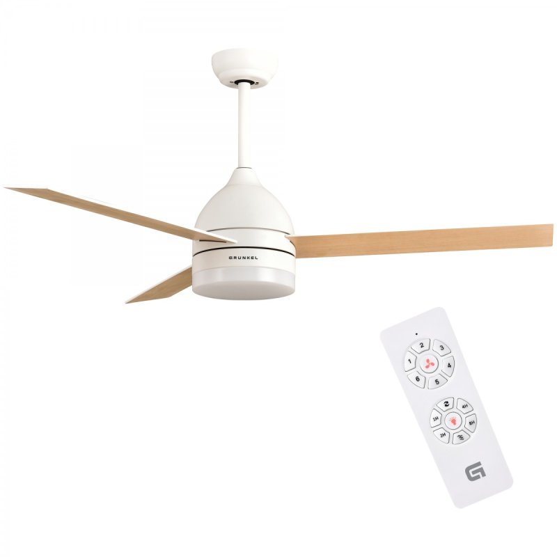 Detalle 2 de Grunkel SKYECO-42 ventilador de techo blanco con luz LED y mando