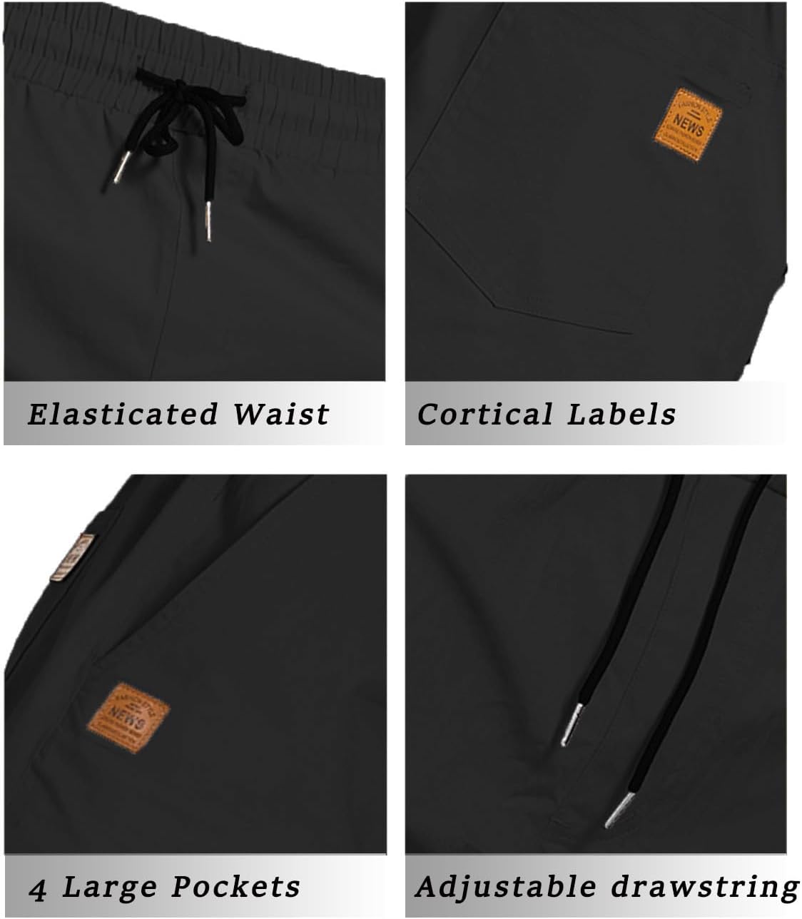 Detalle de JustSun Men's Summer Shorts: Cotton Chino with Elastic Waist Pockets
