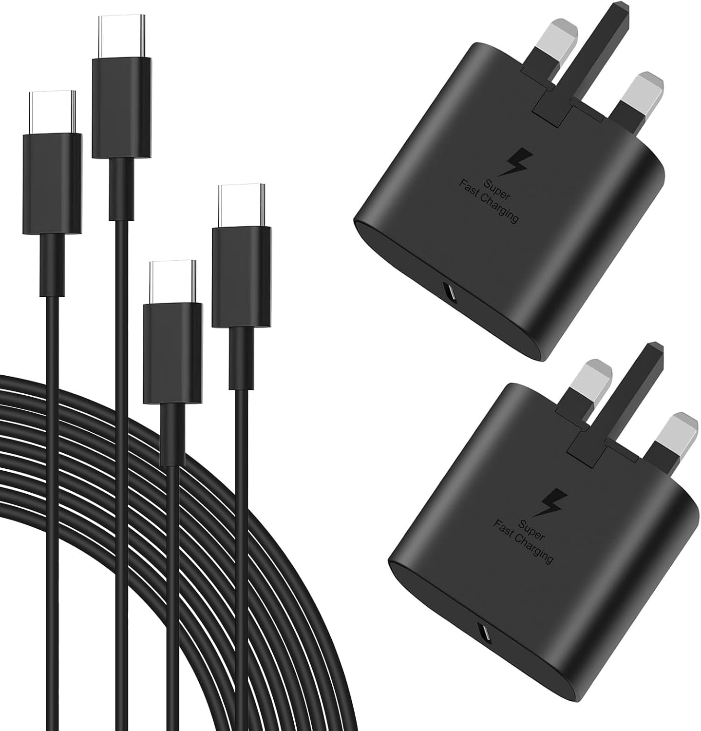 Detalle de 2-Pack 25W USB-C Fast Charger with 2m Cable for Samsung Galaxy S25/S24 Series
