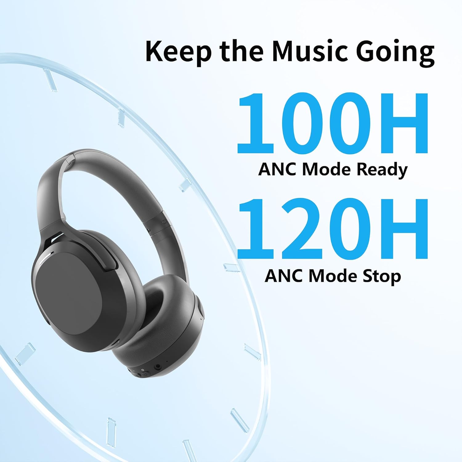 Thumbnail 1 de Rebocico Active Noise Cancelling Headphones with Bluetooth 5.3 (Over-Ear, 120h) – Black