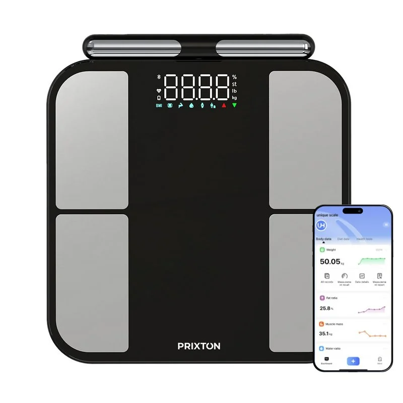 Detalle de Báscula Inteligente Prixton BC400 Body Metric: 180 kg, 56 parámetros y app para múltiples usuarios