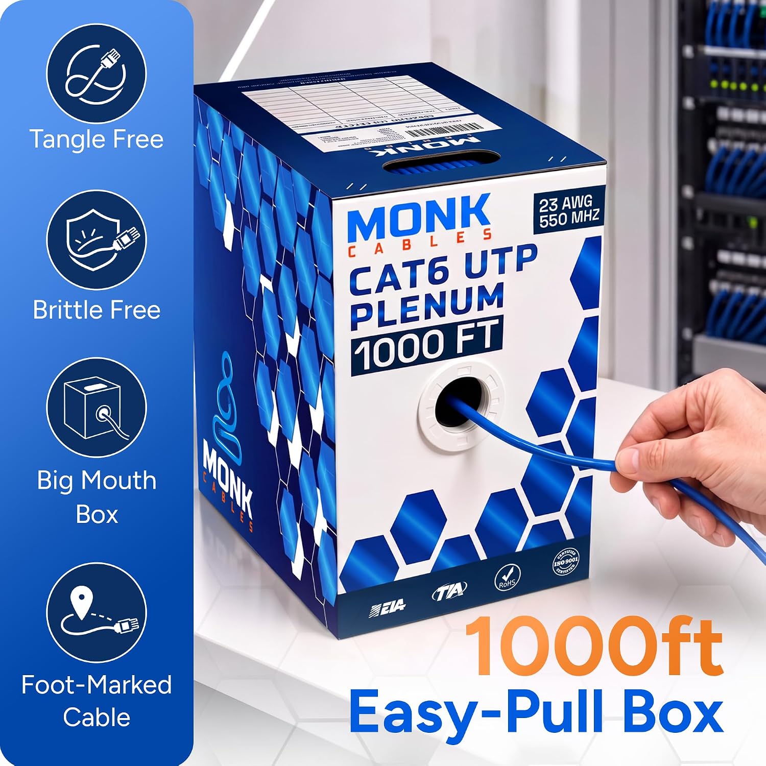 Thumbnail 4 de MONK CABLES CAT6 Plenum 1000ft UTP 📡
