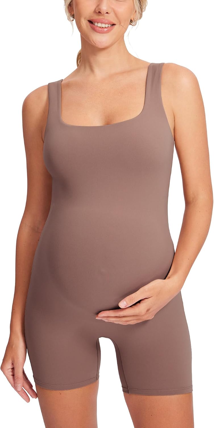 Thumbnail 6 de MOMANDA maternity bodysuit jumpsuit with square neck tank and 5.5" shorts