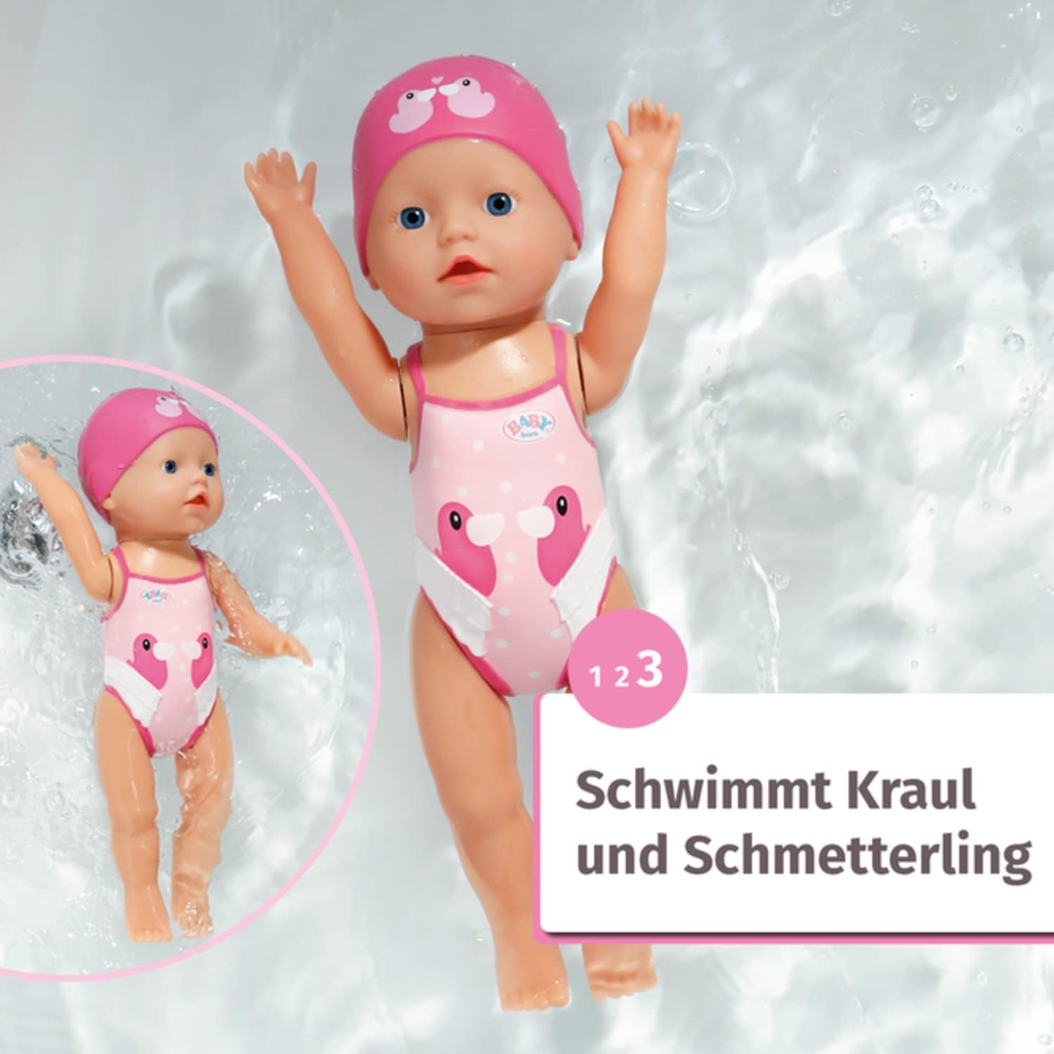 Detalle de BABY born Lizzie nageur 30 cm — poupée de bain à remonter, étanche et sans piles (référence 835302)