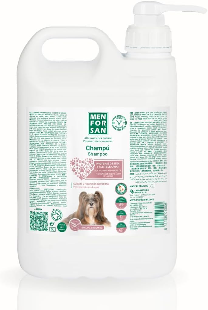 Detalle de Shampooing Men for San Chien Huile d'Argan (5 L) – Cura piramide per capelli uomo