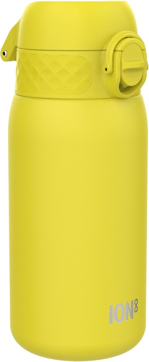 Ion8 Kinder Trinkflasche Edelstahl 400 ml – auslaufsicher, Klappdeckel, Einhandöffnung