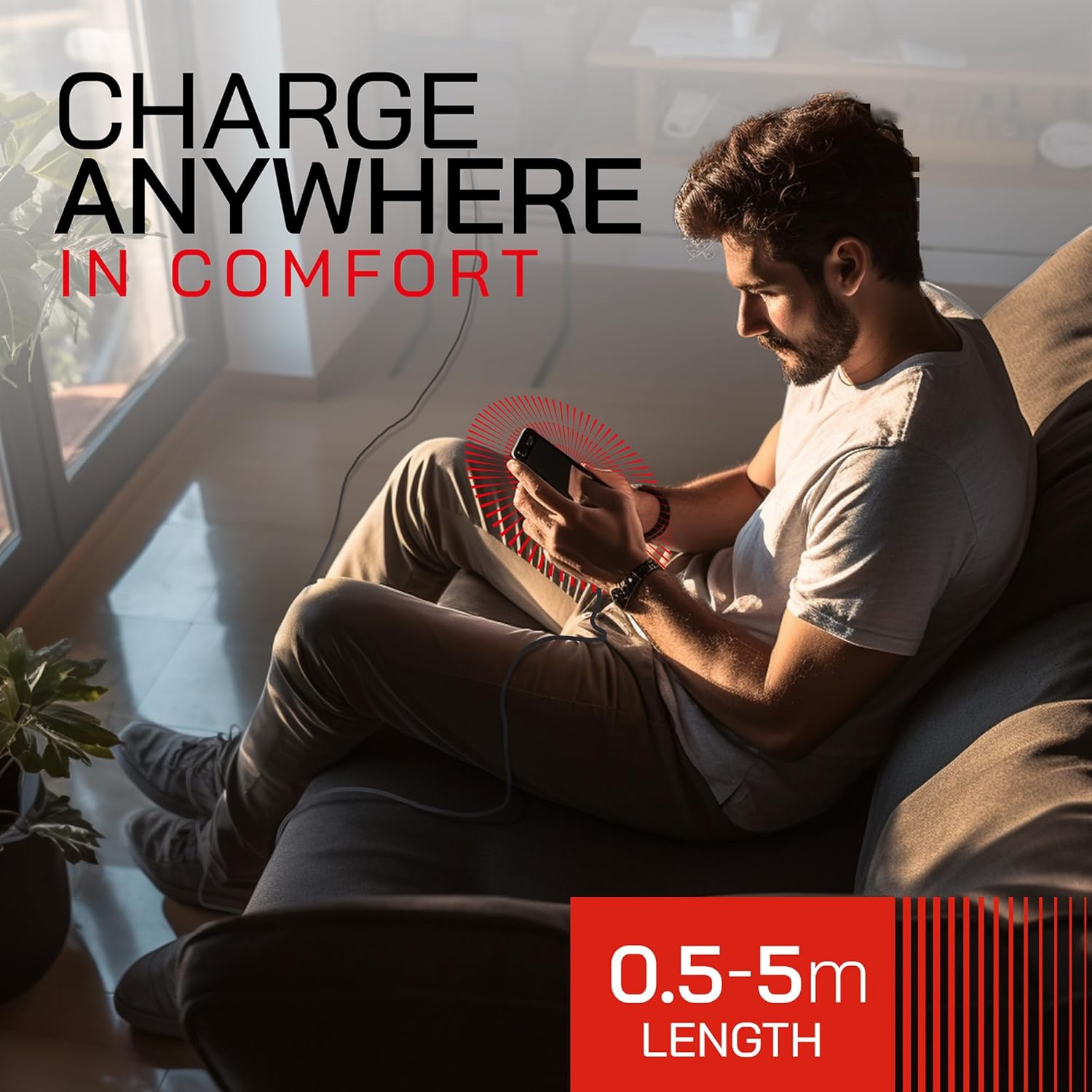 Thumbnail 5 de JuicEBitz Phone Charger Cable (USB A to USB C) 4m – Fast Charge & 480mbps Data Transfer, Pink