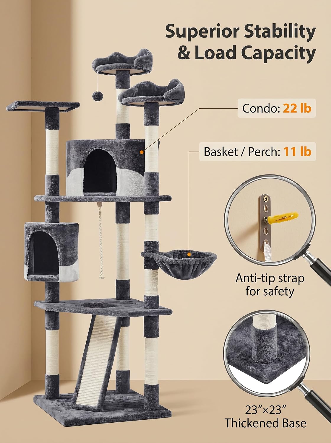 Detalle de Yaheetech Cat Tree, 79-Inch