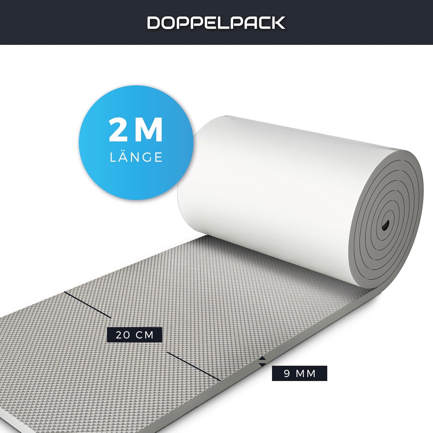 Detalle 2 de STRACKS 2X Garagen Wandschutz – 2 Rollen, je 2 m × 20 cm, 9 mm dick, selbstklebend, grau