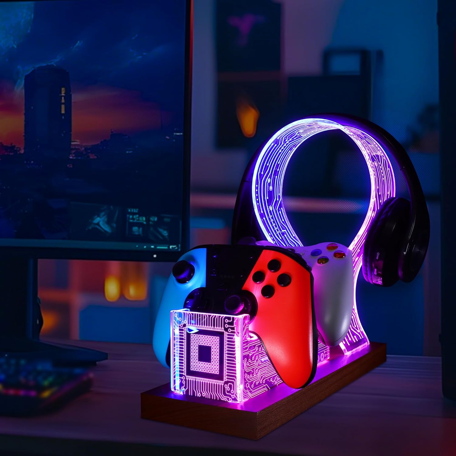Thumbnail 6 de YuanDian Gamer Stand: Schulter Headset- und Controller-Ständer mit LED-Nachtlicht