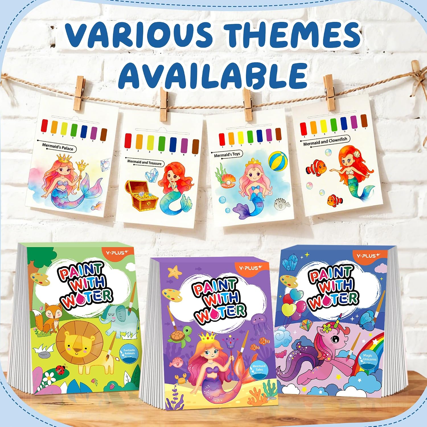Thumbnail 2 de YPLUS Paint with Water Coloring Books for Toddlers: Mermaid Theme – Mess Free Watercolor Set