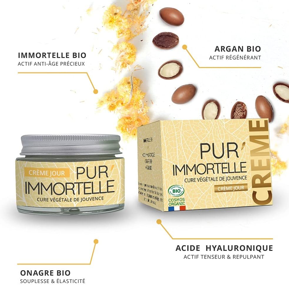 Detalle de Crème Visage Jour Pur'Immortelle Bio – Soin anti-âge de PROPOS'NATURE (50 ml)