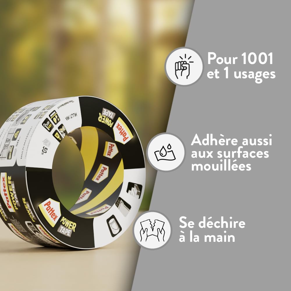 Thumbnail 2 de Pattex Power Tape gris – Ruban adhésif surpuissant 48 mm x 50 m, 3 couches, charges lourdes