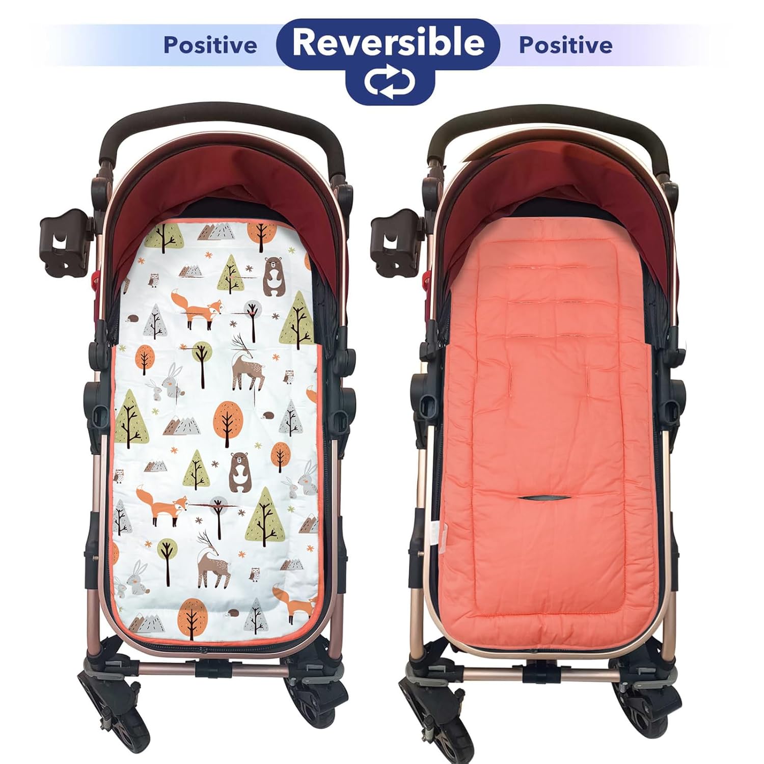 Thumbnail 1 de Baby Sitzauflage für Kinderwagen aus 100% Baumwolle (34 x 78 cm), beidseitig nutzbar