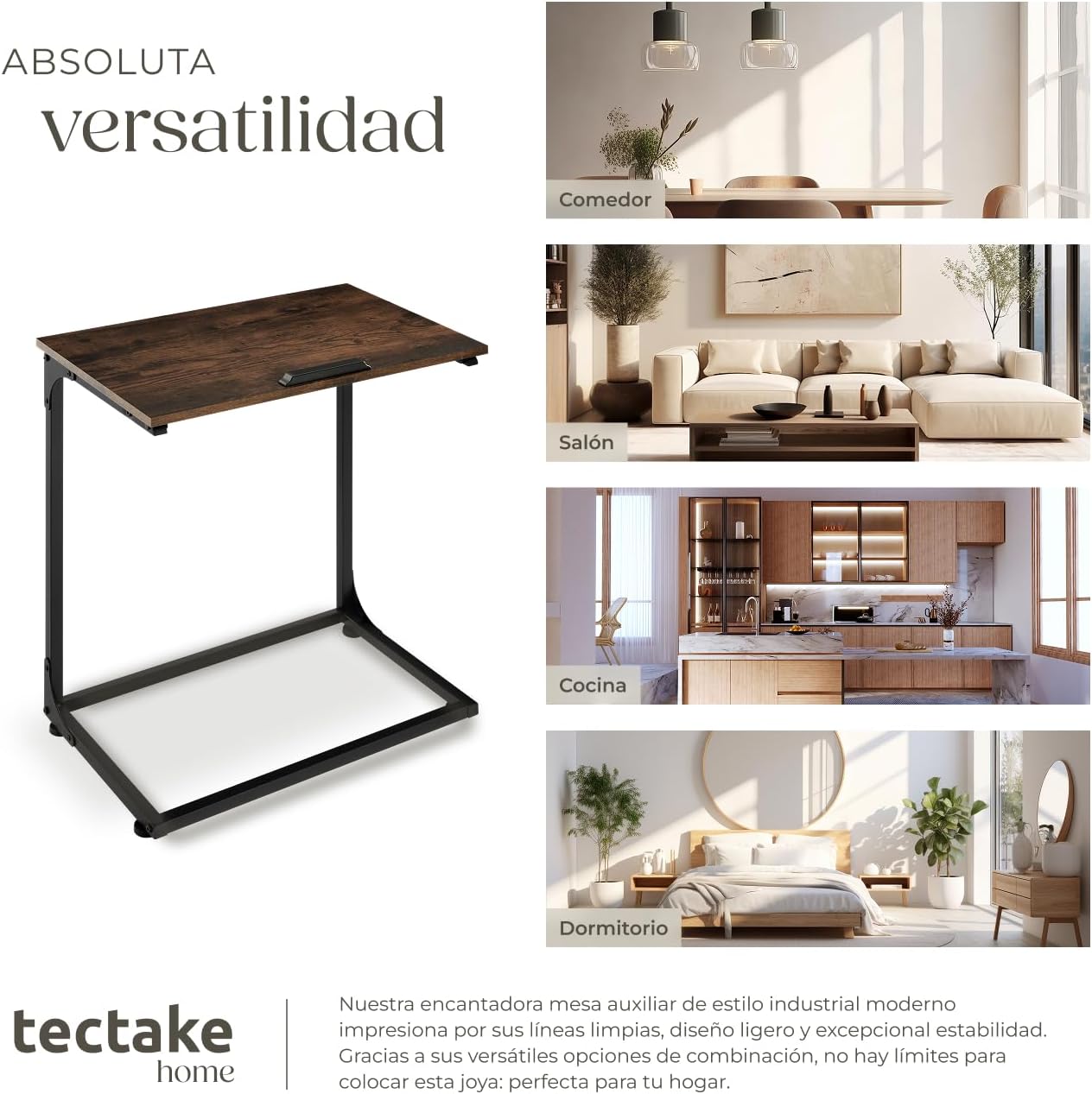 Thumbnail 6 de tectake® Mesa Auxiliar en C 55 x 35 x 66,5 cm