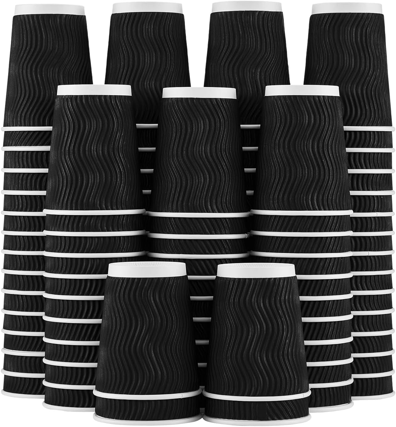 Imagen de Lamosi 10 oz Coffee Cups 120 Pack: Insulated Corrugated Paper Cups for Hot or Cold Beverages en OfertitasTOP