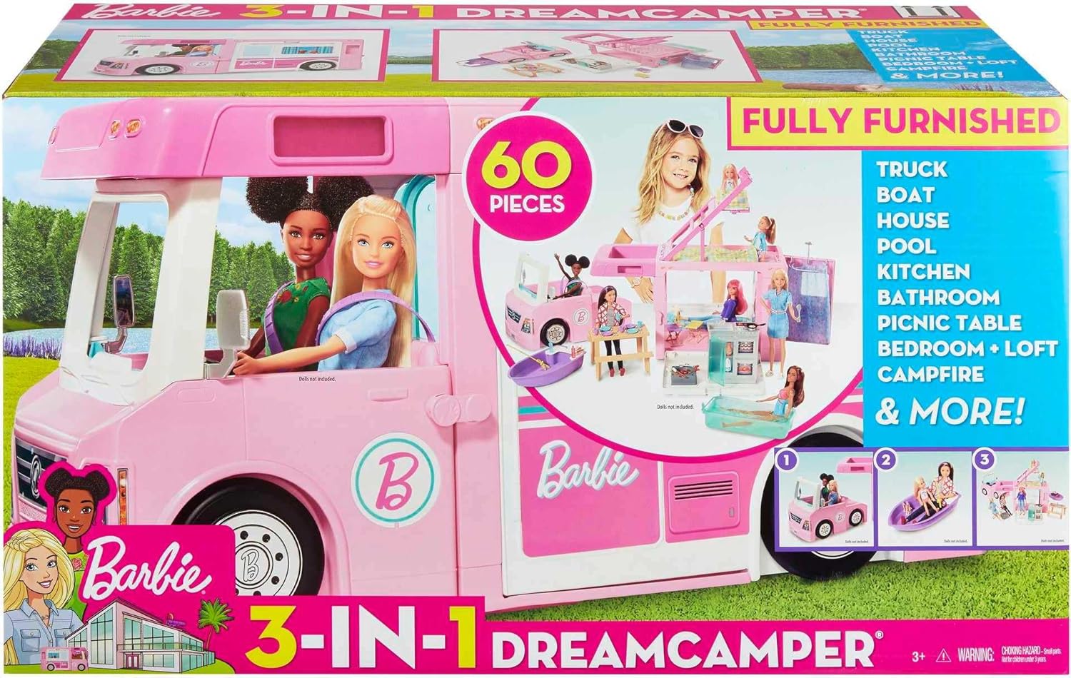 Thumbnail 5 de Barbie 3-in-1 Dream Camper: Fully-Furnished, Transformable Adventure Vehicle