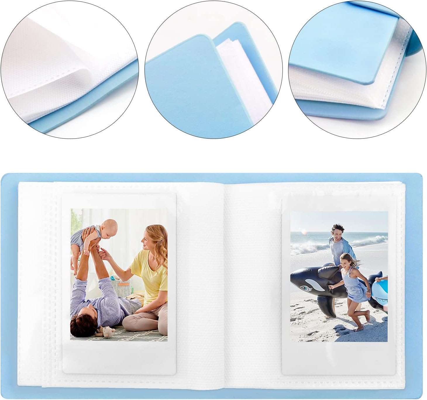 Detalle 2 de 52-Taschen Mini-Fotoalbum für Sofortbild (u. a. Fujifilm Instax Mini & Polaroid Snap) – blau