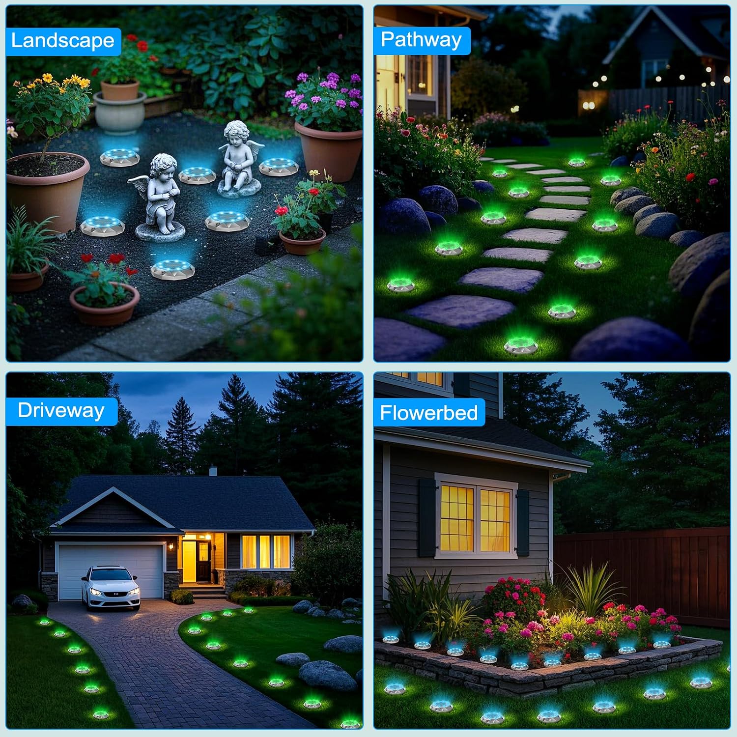Detalle de FIFlying RGB-Solar-Bodenleuchten für den Außenbereich (IP65) – 8 helle LED für Auffahrt, Terrasse & Garten