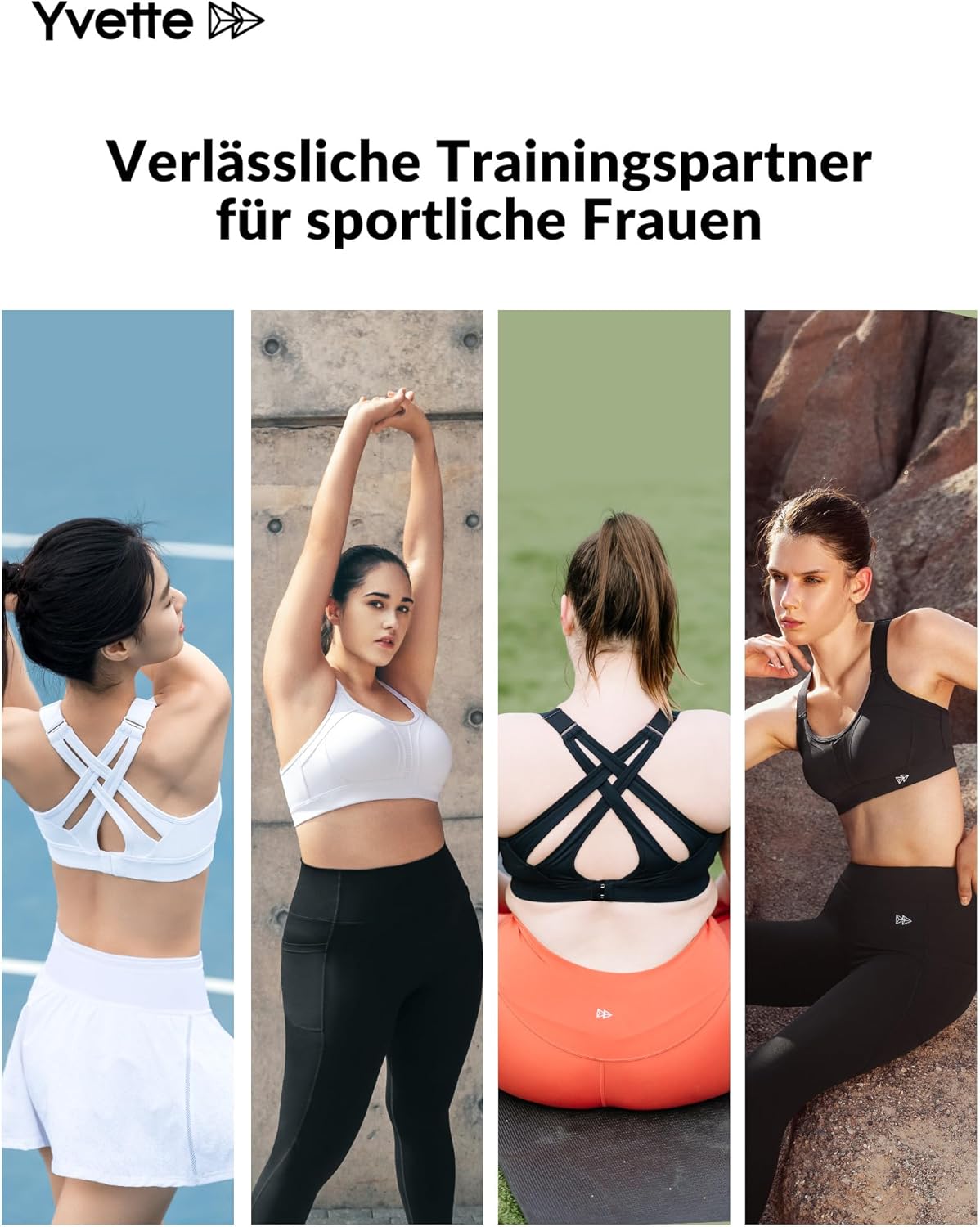 Detalle de Yvette Sport BH Starker Halt Verstellbare Träger Gekreuzt Rücken – Große Größen