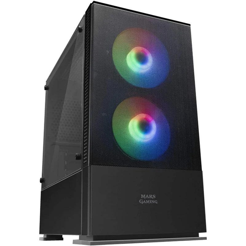 Detalle de Mars Gaming MCZ Premium USB 3.0 Negra con Ventana: caja compacta gaming con RGB y soporte líquido