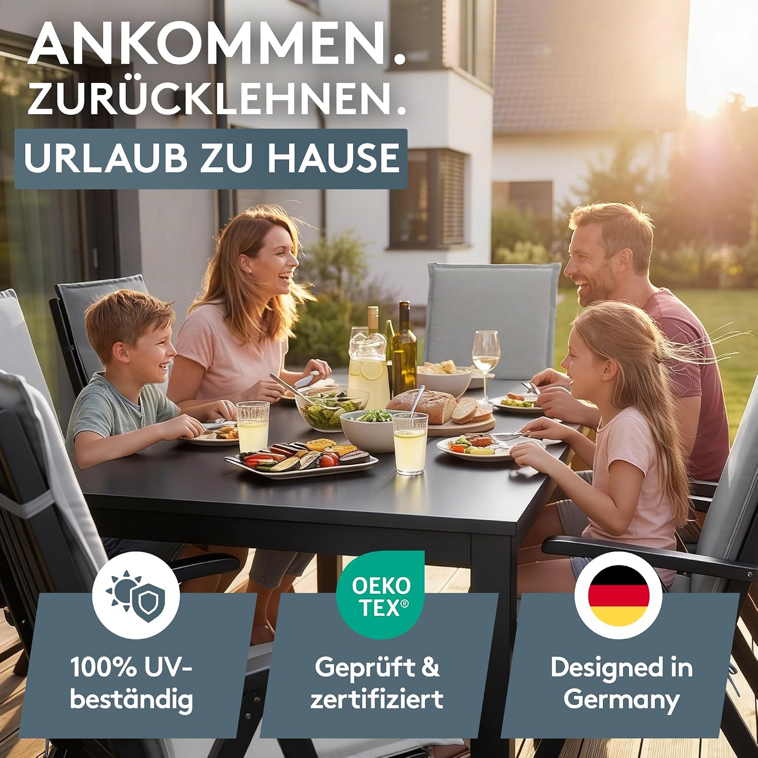 Thumbnail 4 de LILENO HOME Gartenstuhl Auflagen 4er Set Hochlehner Grau