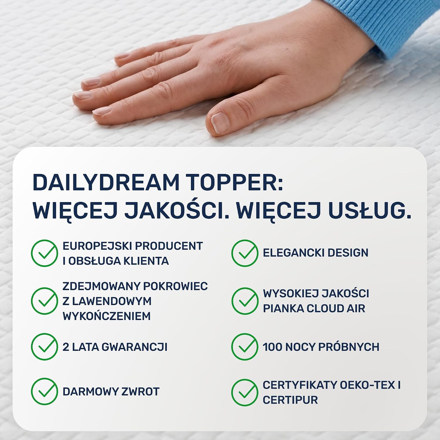 Detalle 2 de Dailydream MWH-3083 Model M – topper z pianki visco 90x200 cm, 80–100 kg