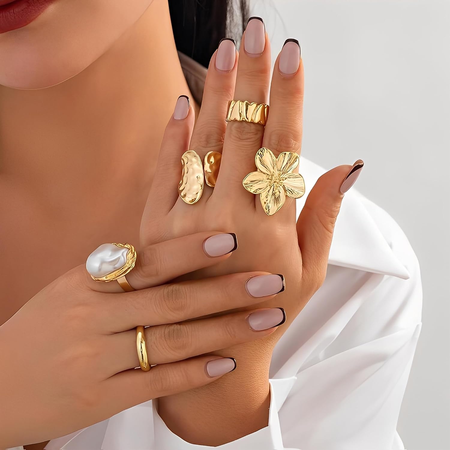 Detalle de FAXHION gold-plated ring set, 12-piece