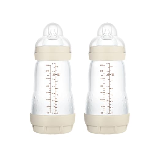 MAM Pack 2 Biberones Anticólicos 260 ml con Tetina de Flujo Medio, 2 uds (SkinSoft, Autoesterilizable) – para 2–4 meses