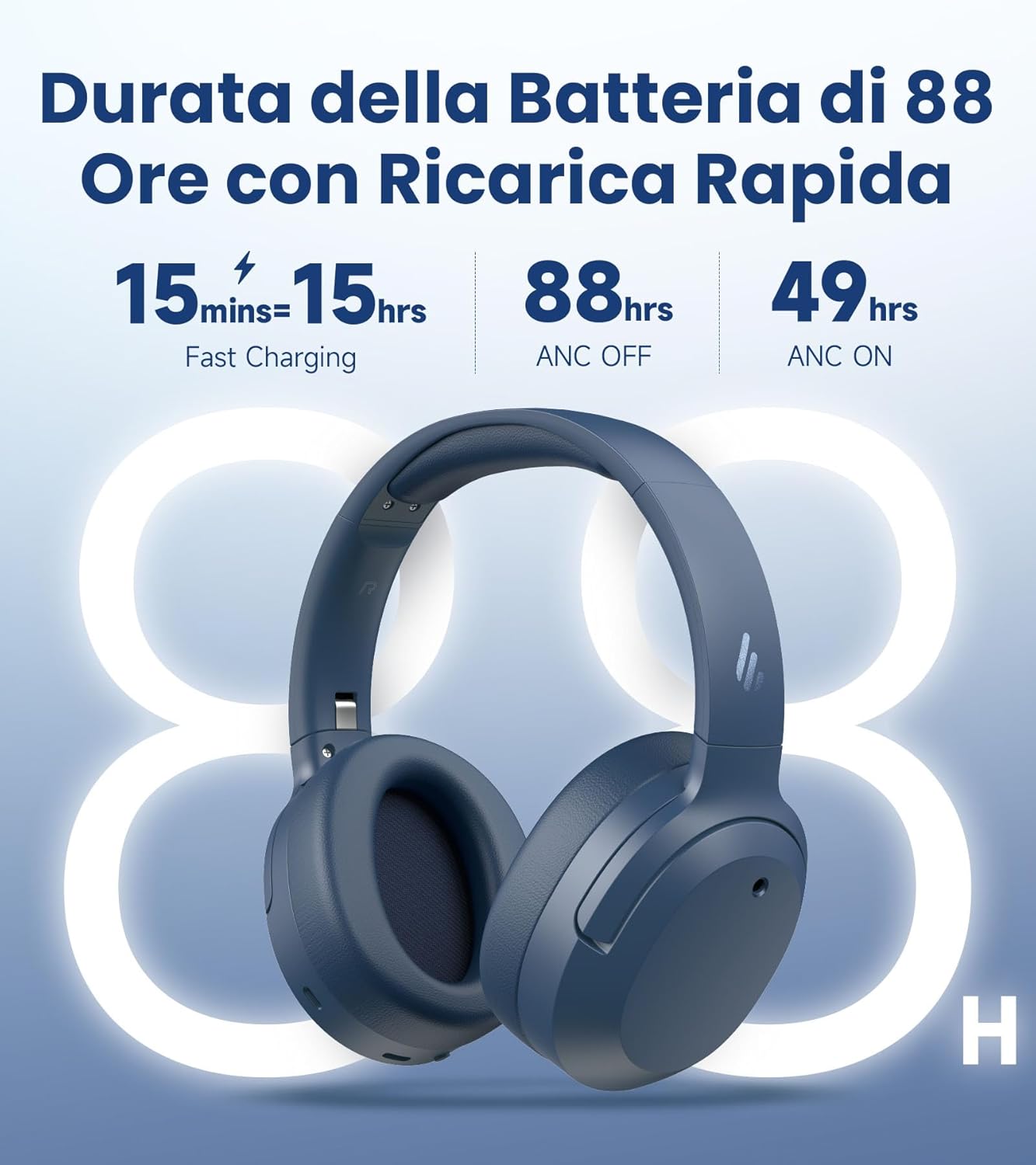 Thumbnail 4 de Edifier W820NB Plus Gen 2 Cuffie Wireless Over-Ear con ANC fino a -49 dB, LDAC e autonomia fino a 88 ore (Blu Navy)
