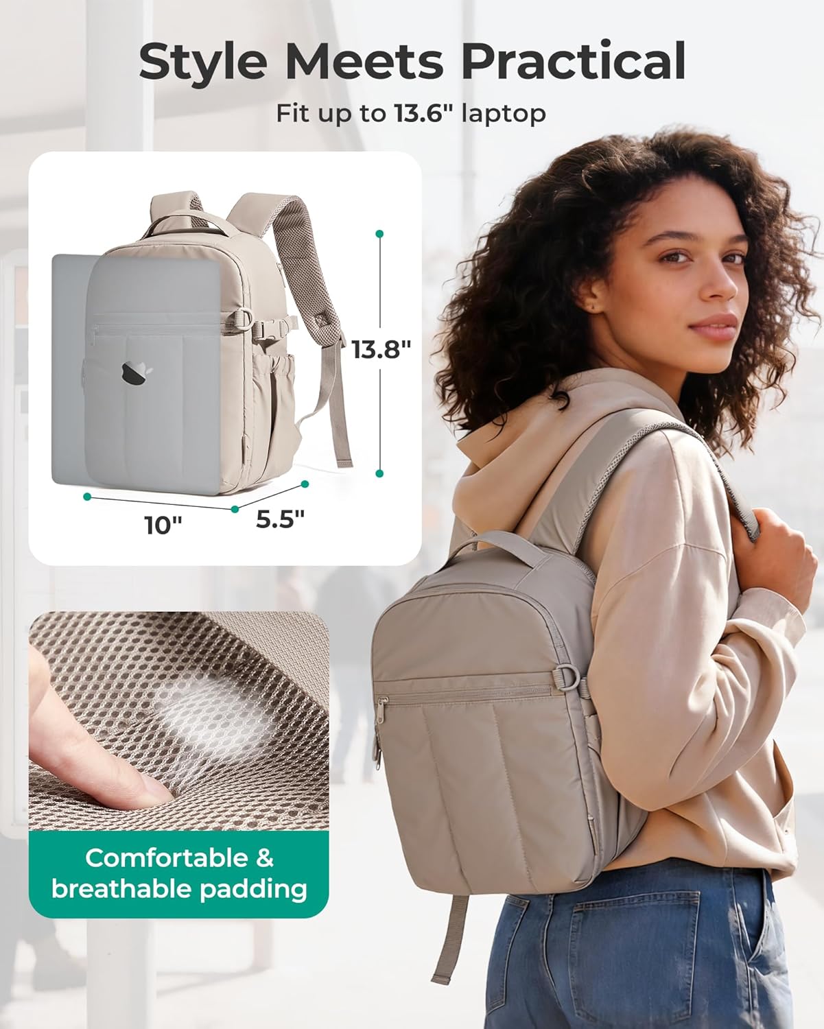 Detalle 2 de bagsmart Kamerarucksack wasserdicht mit 13,6-Zoll-Laptopfach – Fotorucksack für Sony, Nikon, Canon