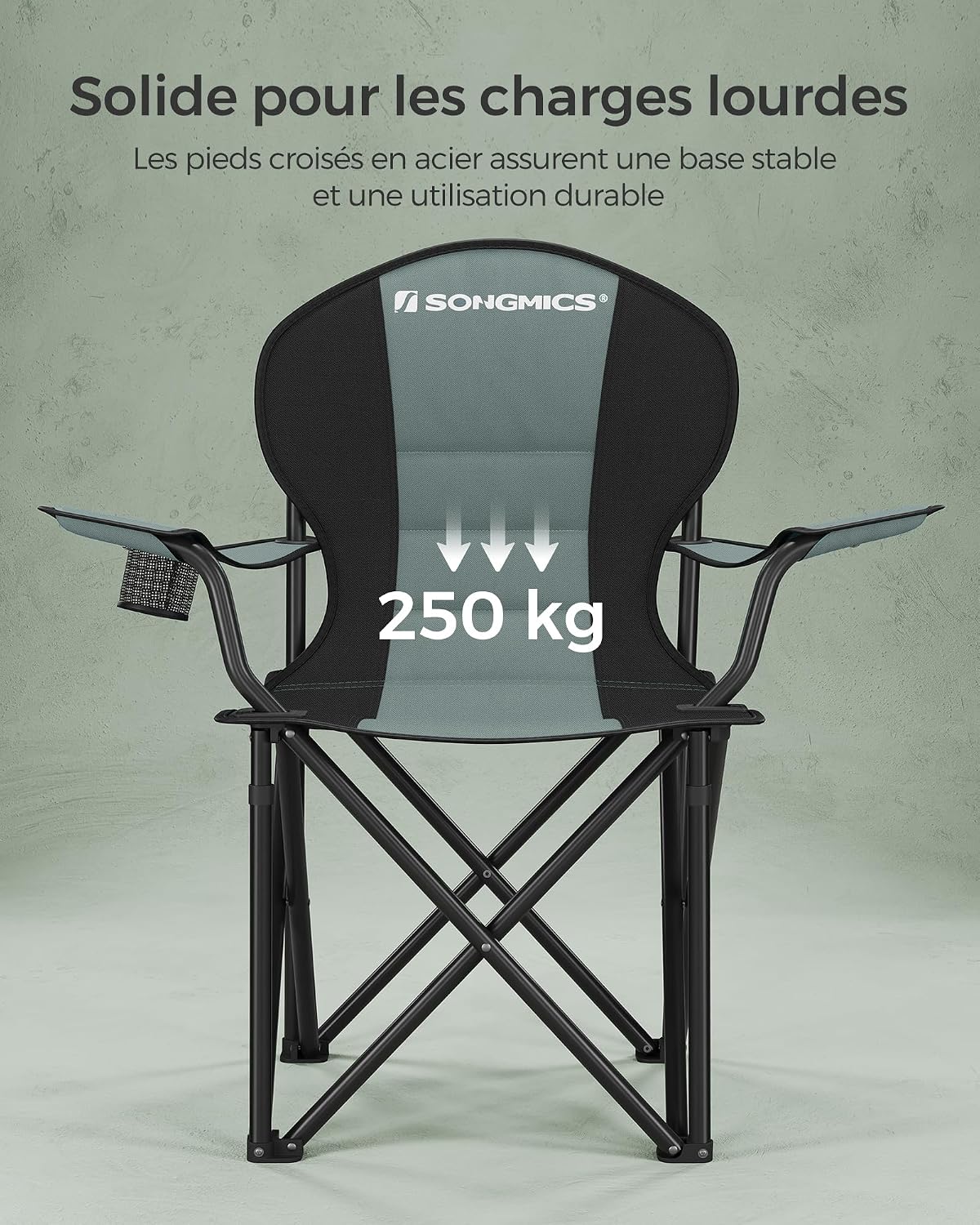 Thumbnail 4 de SONGMICS Chaise de Camping Pliable 250 kg