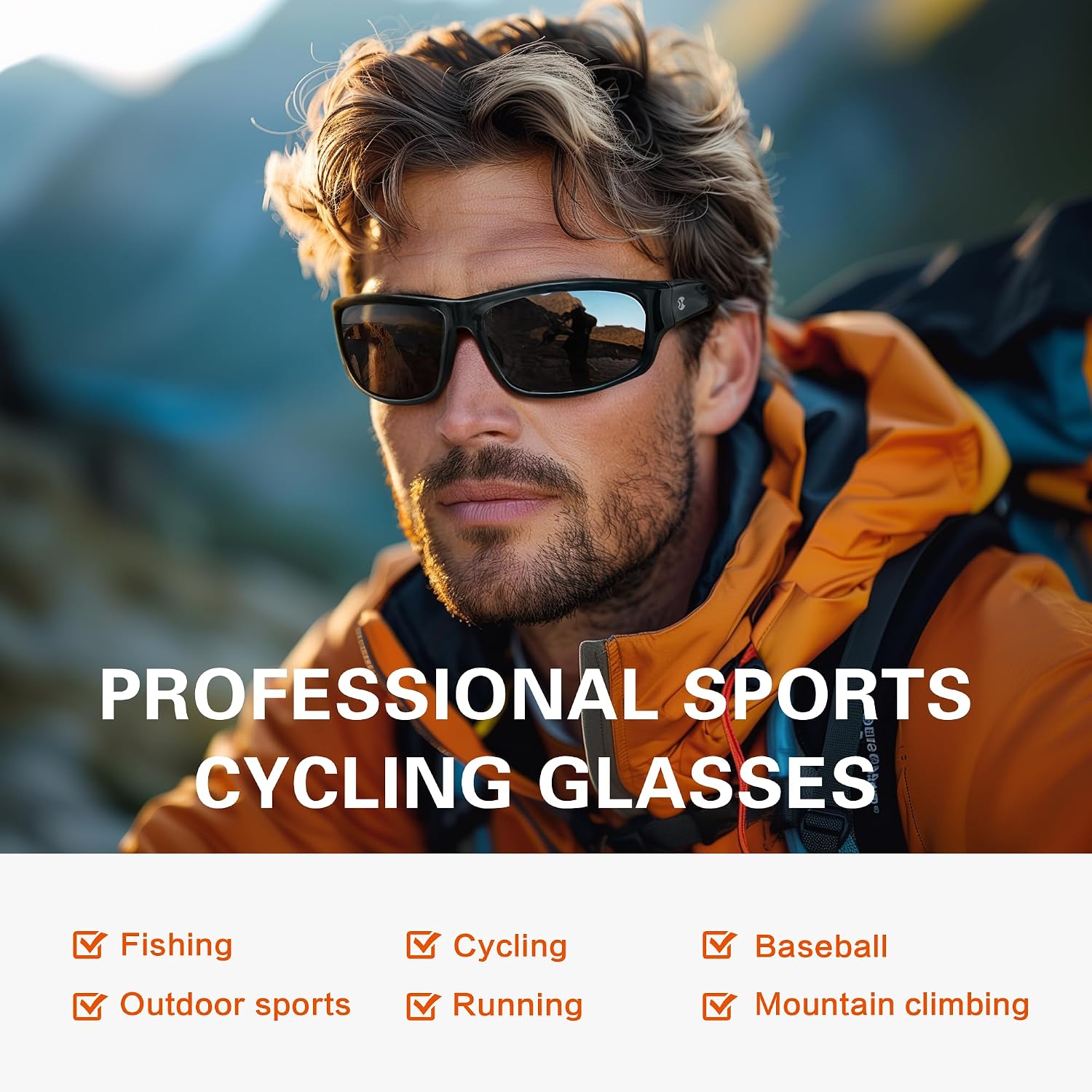 Detalle 2 de suoso Polarized Sports Sunglasses, Wrap Design, TR90 Frame, UV400 TAC Lenses