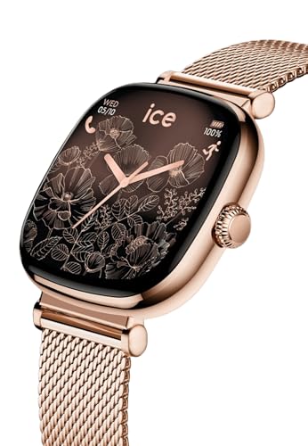 Detalle de ICE-WATCH Ice smart 2.0 Rose-Gold Milanese – Quadratische Smartwatch in Roségold mit Edelstahlarmband
