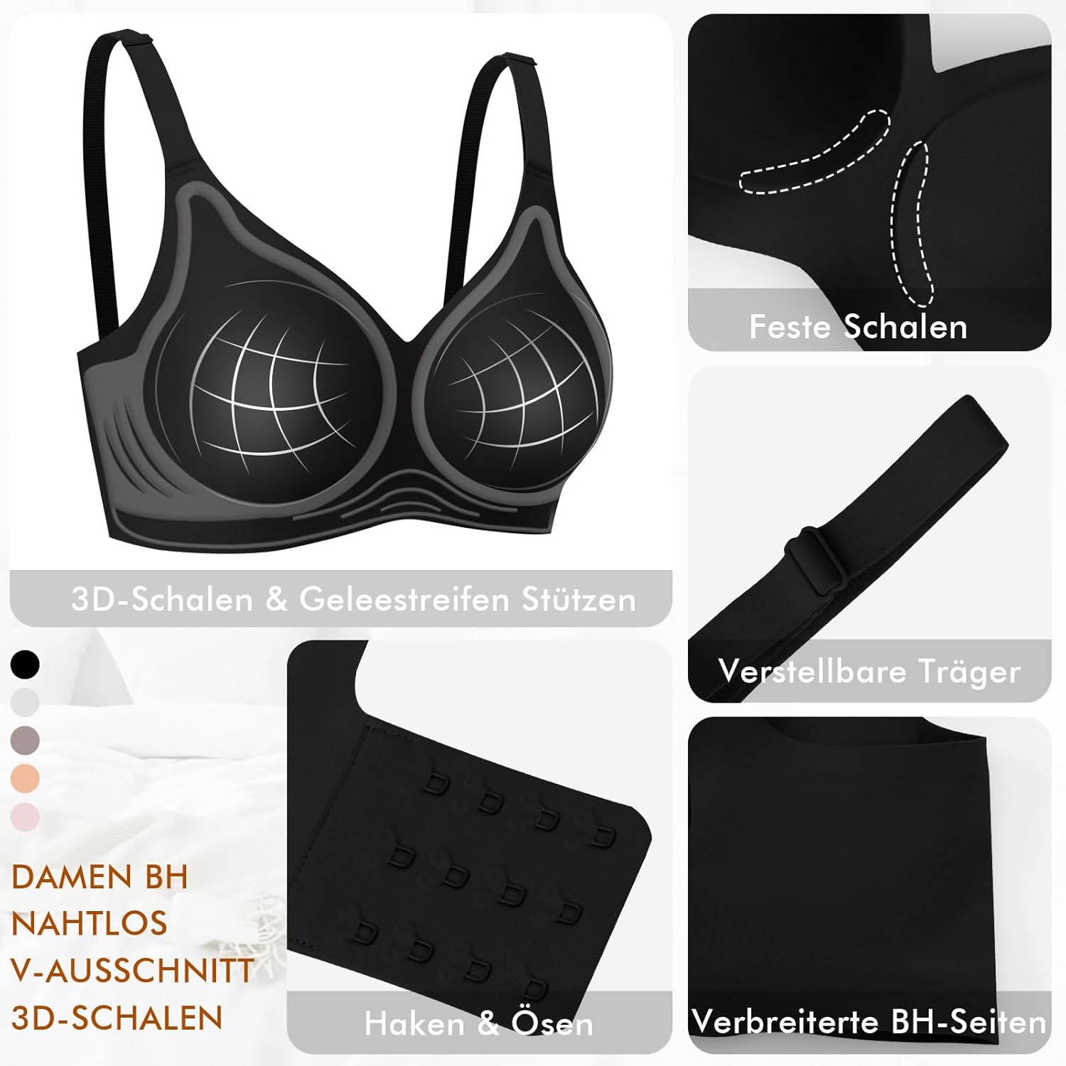 Thumbnail 2 de Ganado Damen BH Ohne Bügel Nahtloser Bralette mit V-Ausschnitt – Komfort und Unterstützung
