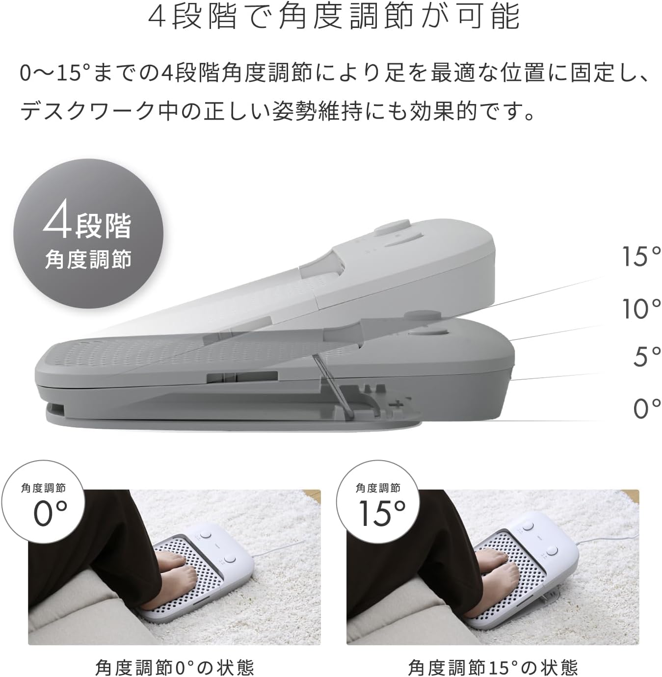 Detalle 2 de 山善 YA-ASM2(LGY) 足元用温風・涼風パネル 4段階角度調節・水洗い対応