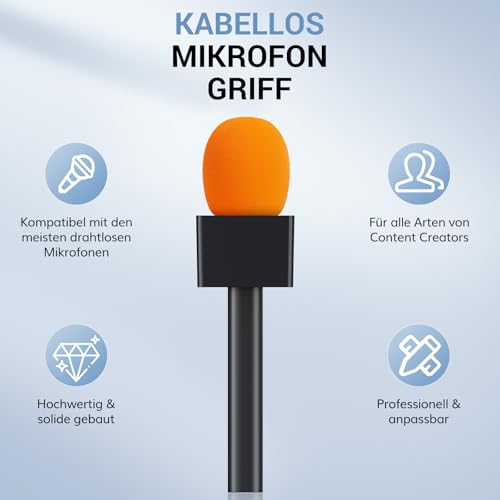 Detalle de TONOR WLAN Handheld Adapter für DJI Mic, Rode Wireless GO 1/2 und mehr – kompakter Handmikrofon-Adapter