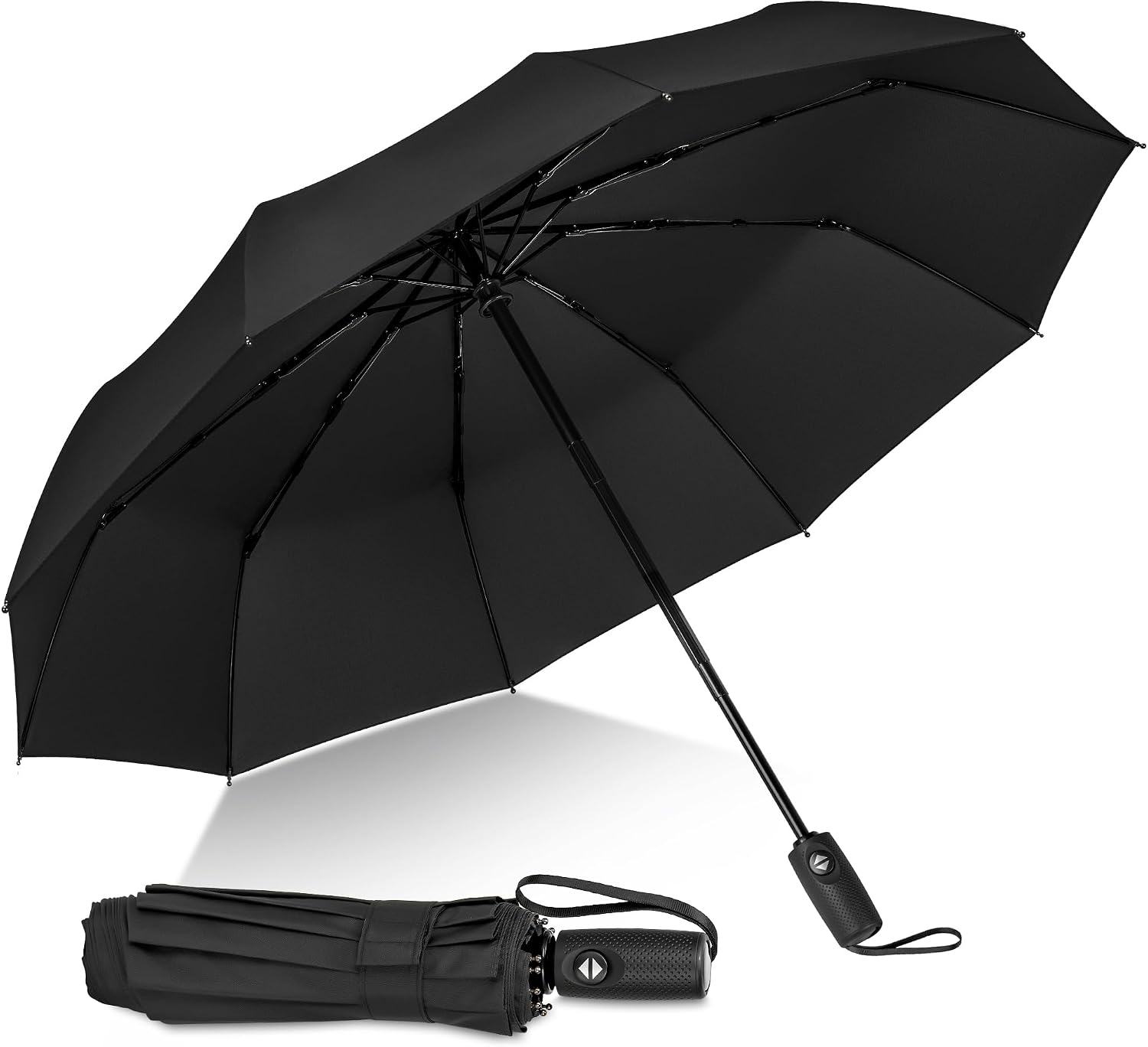 Detalle de ZOMAKE Sturmfester Regenschirm (Taschenschirm) mit Auf-Zu-Automatik, leicht & kompakt – für Damen und Herren