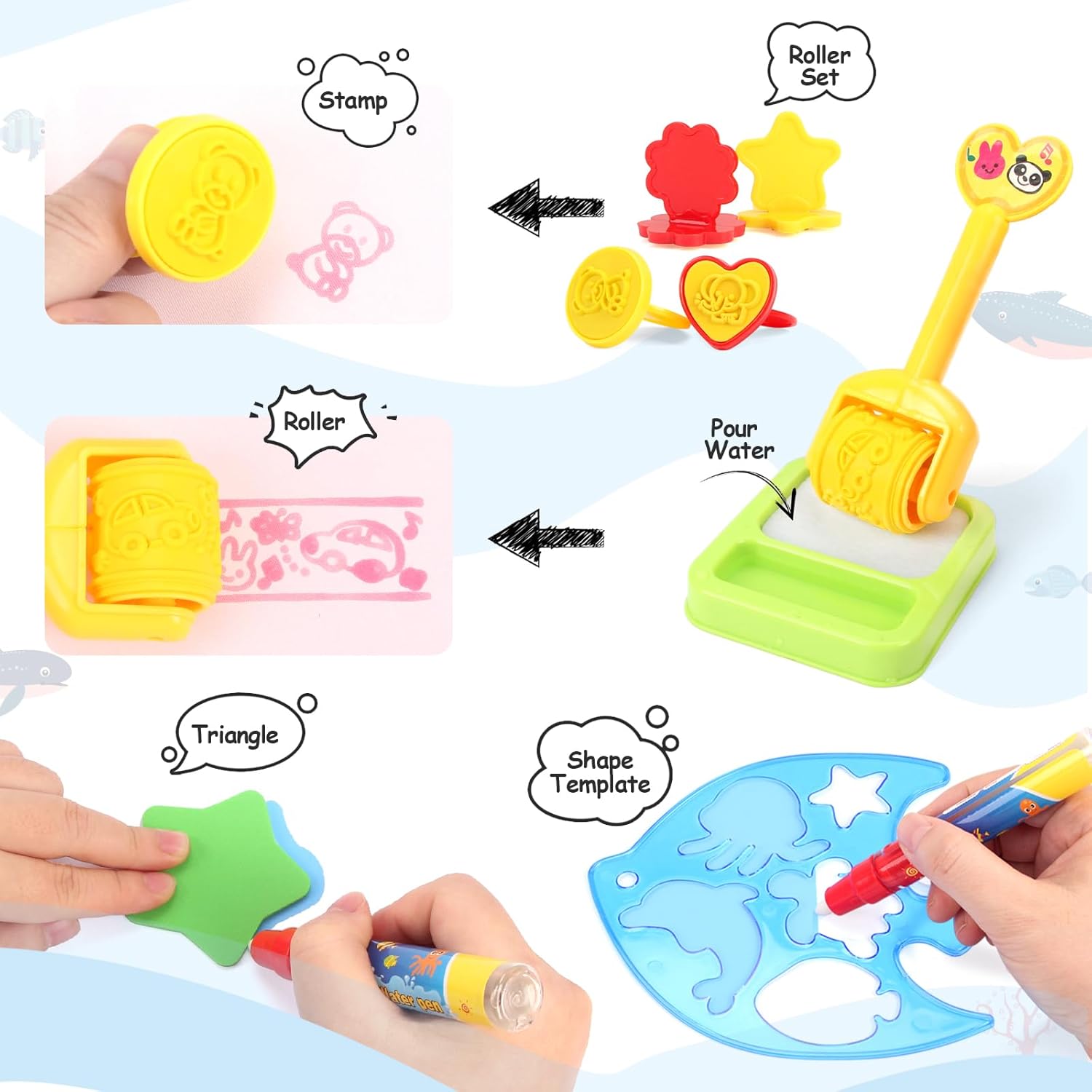 Detalle de Chellago Aqua Magic Doodle Matte – Malspaß mit Wasser für 1–6 Jahre
