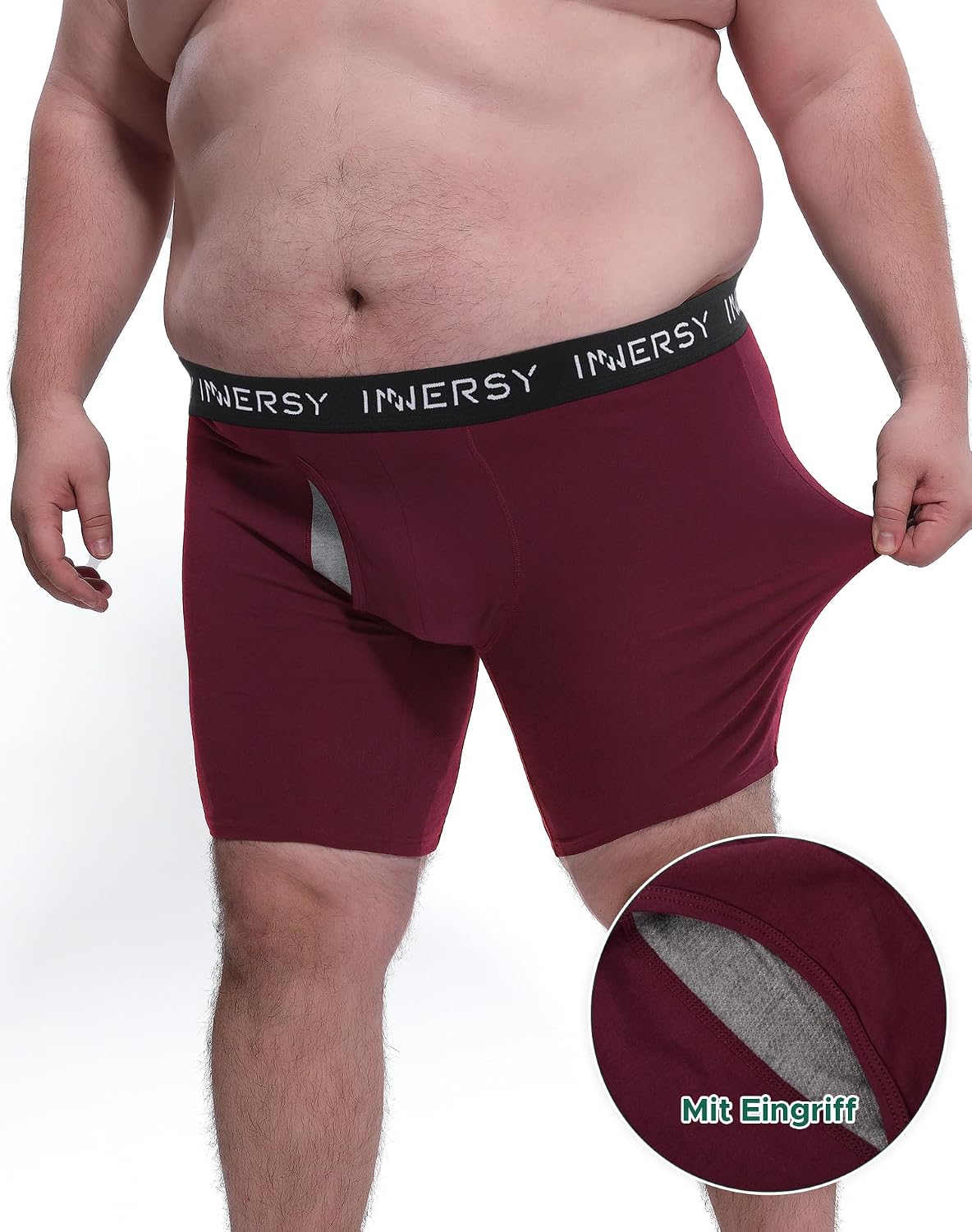 Detalle de INNERSY Boxershorts Herren große Größen (XL–6XL) mit Eingriff, 4er Pack – Baumwolle & Stretch
