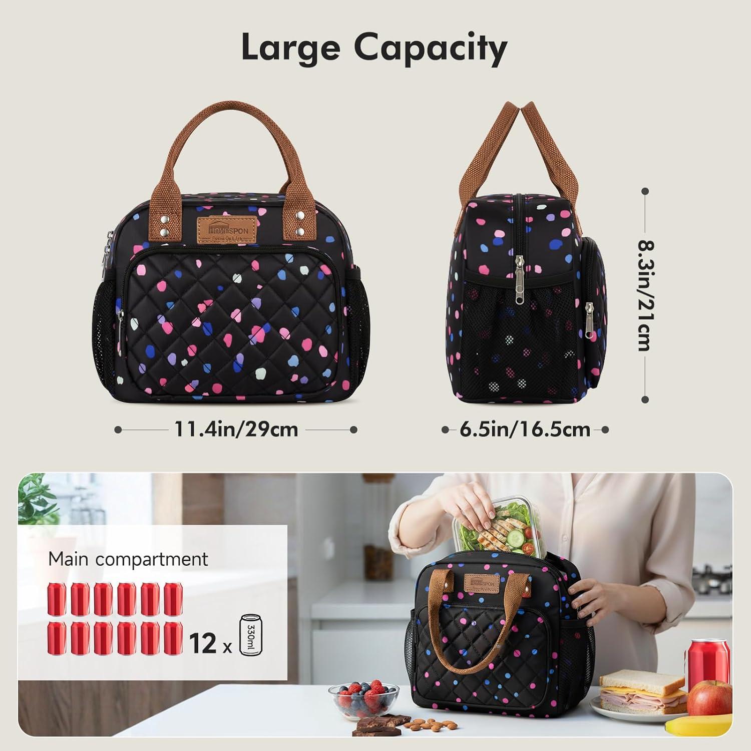 Thumbnail 1 de HOMESPON insulated lunch bag 11.4 x 6.5 x 8.3