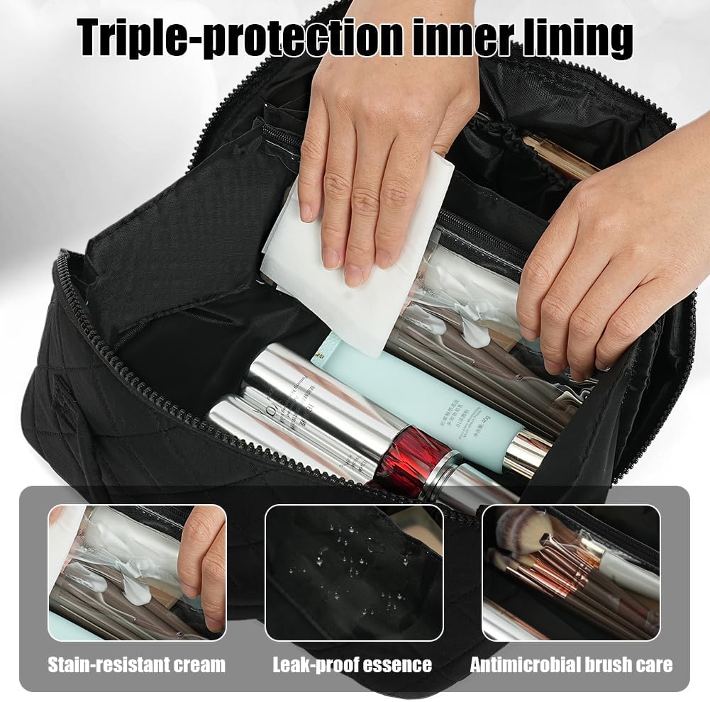 Detalle de URAQT Borsa da Toilette Grande da Viaggio con Mini Beauty Case: praticità e stile per i tuoi cosmetici