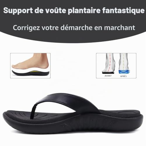Detalle de jiajiale Tongs Femme Mode Orthopédique en Cuir Végan et Semelle Antidérapante